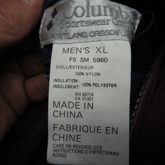 Vintage Columbia Jacket Mens XL Blue Maroon Insulated Reversible Full Zip Bomber - Picture 6 of 12